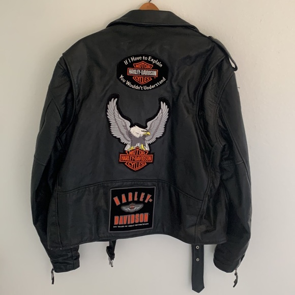 Vintage Interstate Leather Motorcycle Harley Davidson Patches Size 50 XL - Picture 1 of 15